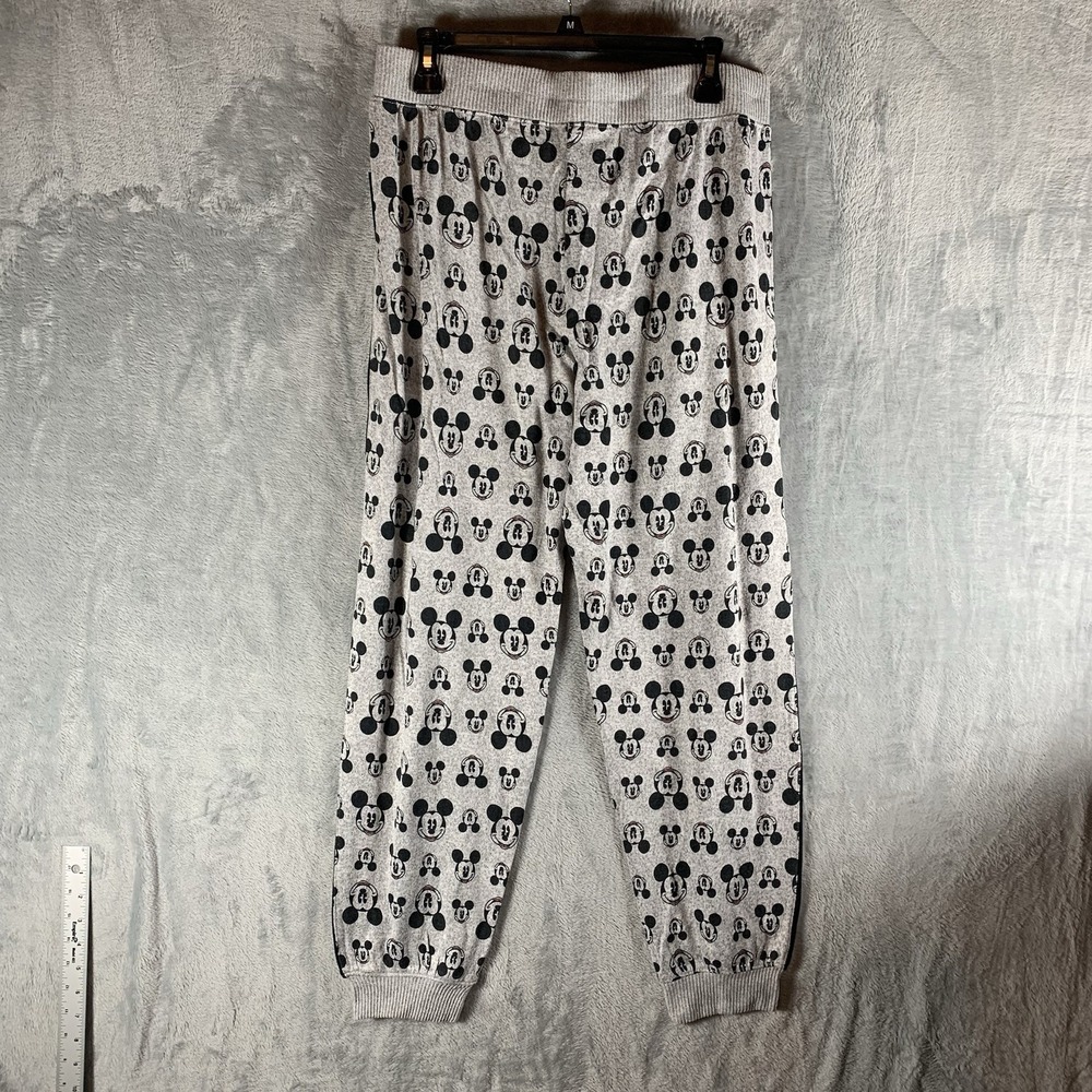 Disney Mickey Mouse Women's Pajama Pants M PJ Jogger Gray Black Sleepwear Lounge - Picture 2 of 11